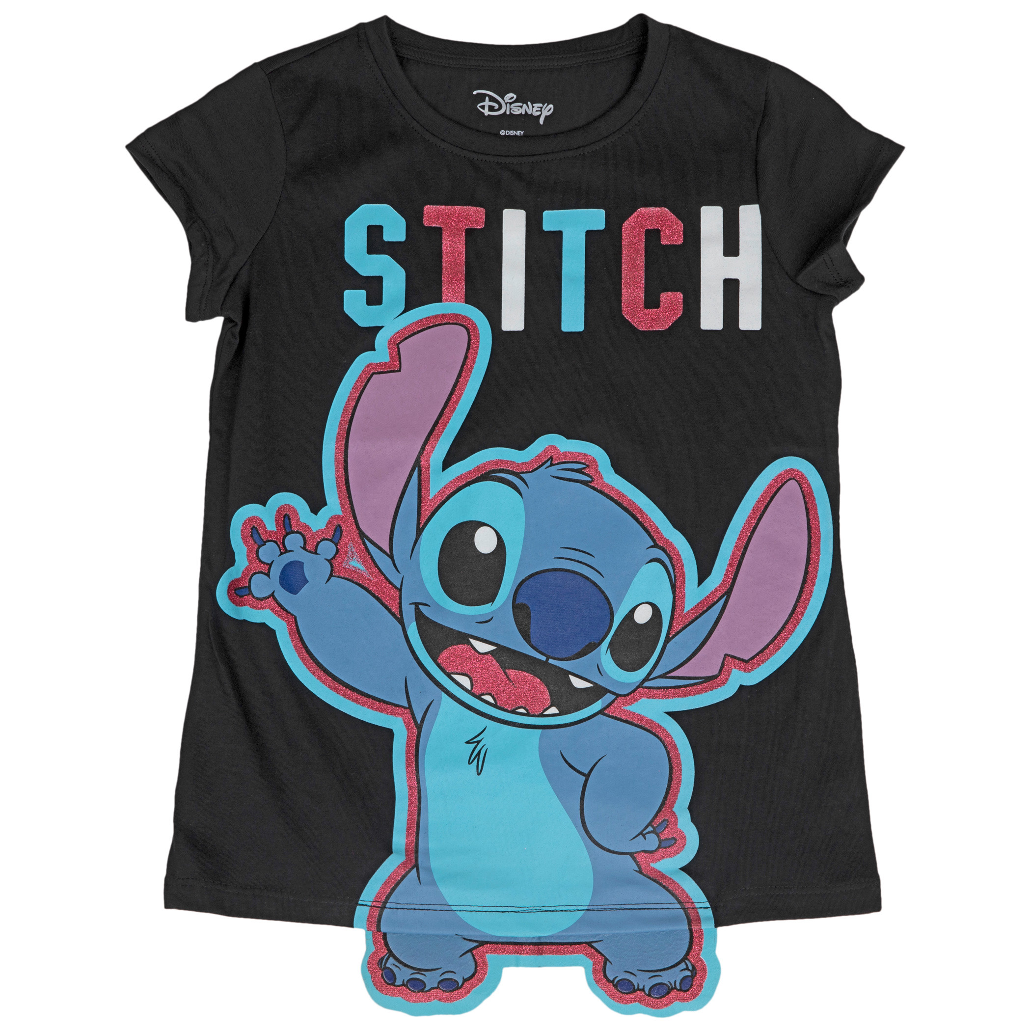 Disney Lilo & Stitch Colorful Outline with Text Girls T-Shirt
